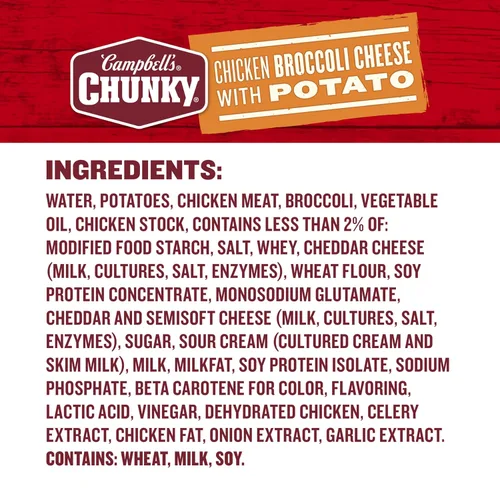 Vista 3 de Campbell's Chunky - Sopa de pollo, brócoli y queso, lata de 18.8 onzas