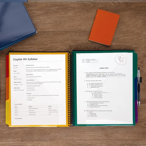 Vista 6 de Samsill Paquete de 2 carpetas de proyectos en espiral de 24 bolsillos con 12 divisores, bolsa con cremallera, cubierta frontal personalizable