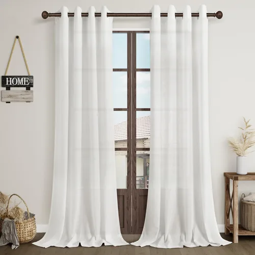 Vista 72 de Aersas Cortinas de lino negro para dormitorio de 63 pulgadas de largo, 2 paneles de privacidad, eficiencia energética, semitransparentes, cortinas