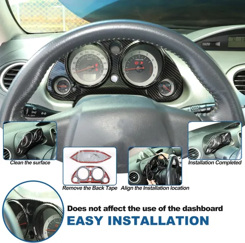 Vista 5 de Marco de panel de medidor de consola central compatible con Mitsubishi Eclipse 2006-2011, panel de instrumentos de tablero de automóvil