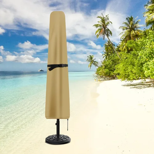Vista 7 de Cubierta para sombrilla de patio, fundas impermeables para sombrilla de 7 a 9 pies, para exteriores, con varilla de empuje, beige