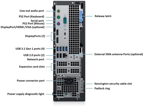 Vista 3 de Dell OptiPlex 7070 SFF (factor de forma pequeño) PC de sobremesa Intel Core i7-9700 32GB RAM 1TB SSD (sin unidad óptica) Windows 11 Pro (renovado)