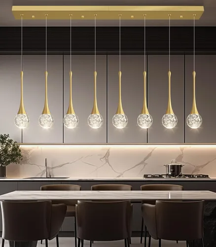 Vista 17 de Lámparas colgantes modernas para isla de cocina, LED, regulable, cristal glamuroso, iluminación colgante de techo para comedor, pasillo, dormitorio