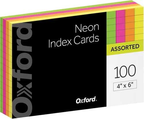 Vista 8 de Oxford, fichas hojas con brillo, Glow 3 x 5