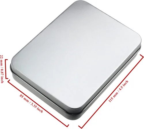 Vista 2 de 12 recipientes rectangulares de metal vacíos con bisagras para necesidades básicas, organizador de almacenamiento para el hogar, juego de mini