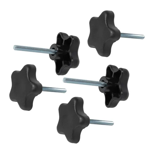 Vista 7 de POWERTEC QNB3008-P2 - Paquete de 10 perillas de 4 puntos de 1/4 a 20 puntos con perno roscado de 1 pulgada, perillas de tornillo de pulgar