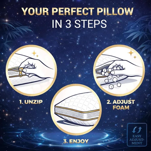 Vista 4 de Royal Therapy - Almohada de espuma viscoelástica Queen, almohada de espuma triturada ajustable sin olor para el alivio del dolor de cuello