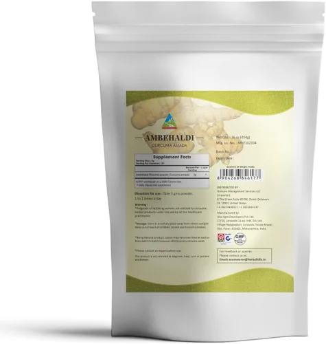 Vista 2 de HERBAL HILLS Ambehaldi - Polvo de cúrcuma en polvo/Amba Haldi/Curcuma Amada/Curcuma Longa/Curcumina de cúrcuma 16 oz (454 GMS)