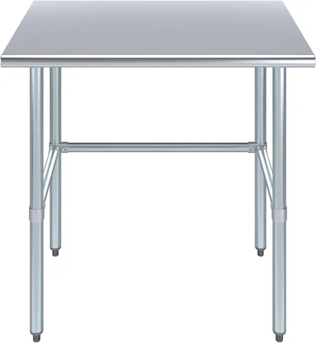 Vista 24 de Mesa de Trabajo de Acero Inoxidable con Base Abierta de 24" x 14" – Mesa Comercial Compacta Certificada NSF con Patas Galvanizadas para Cocinas