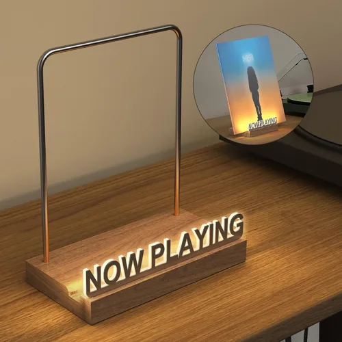 Vista 10 de KORRTFID Soporte de discos de vinilo Now Playing, soporte de exhibición de discos de vinilo con iluminación, soporte para almacenamiento de álbumes