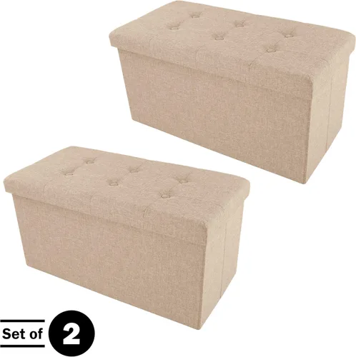 Vista 26 de Lavish Home - Banco otomano con almacenamiento, plegable, tapa acolchada de espuma con punzoneado de 30 pulgadas, gris oscuro