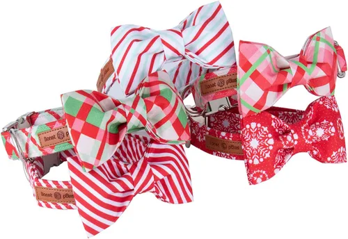 Vista 6 de Lionet Paws Collar Navideño para Perro con Pajarita Duradero Ajustable Hecho a Mano Cómodo Collar de Perro con Pajarita Collar para Gato con Hebilla