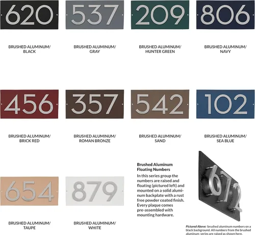 Vista 8 de Montague Metal Products Placa de dirección horizontal de 6 pulgadas flotante con números de casa, aluminio, fácil de instalar, horizontal, 3 dígitos