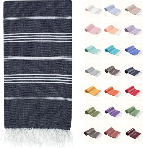 Vista 17 de PARK&OZ - Toalla de playa turca de gran tamaño, 100% algodón, secado rápido y sin arena, 72 x 40 pulgadas, ultra absorbente, ligera y compacta Blanco