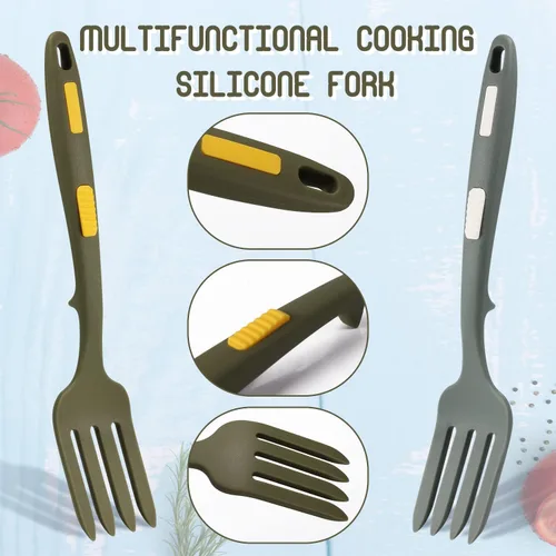 Vista 3 de 2 tenedores flexibles de silicona, gran tenedor de cocina de silicona, resistente al calor, multifunción, antiadherente, para utensilios de cocina