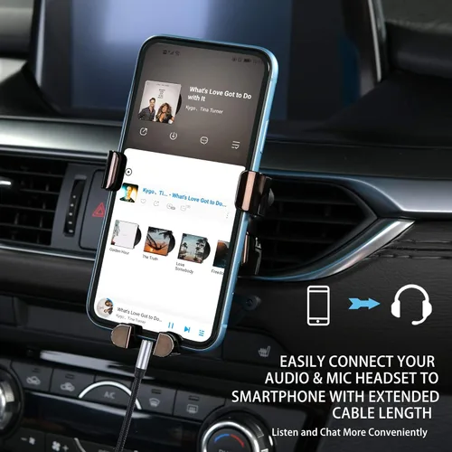 Vista 5 de Cable de audio macho a macho de 1 pie, 0.138 in de nailon trenzado de 4 polos, cable auxiliar estéreo para auriculares, PS4, teléfono, tabletas