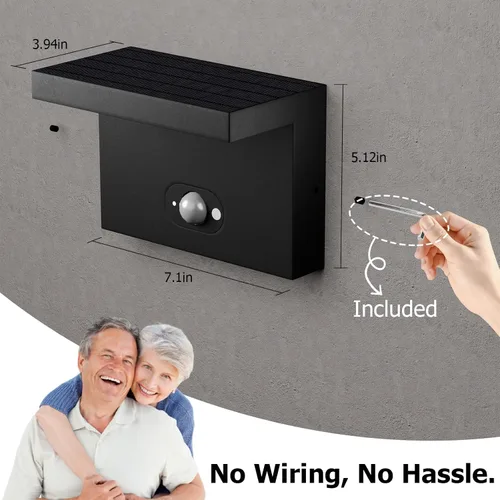 Vista 6 de Lustrlach Lámpara solar con sensor de movimiento para exteriores, lámpara de pared LED para exteriores, lámpara de porche frontal moderna con 3