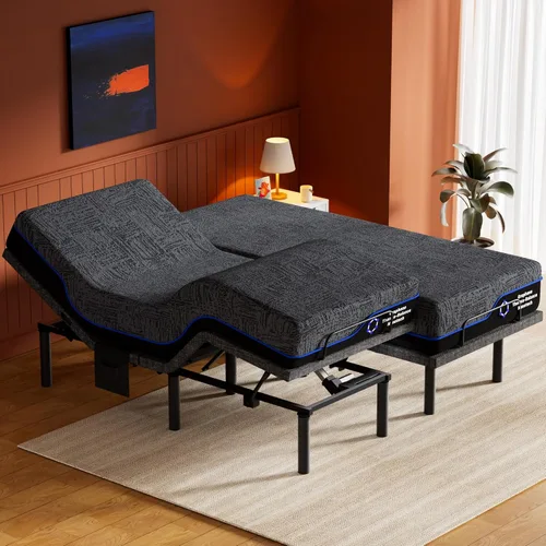 Vista 12 de Amada Queen - Base de cama ajustable y colchón de espuma viscoelástica de gel refrescante de 14 pulgadas, masaje, inclinación de cabeza y pies