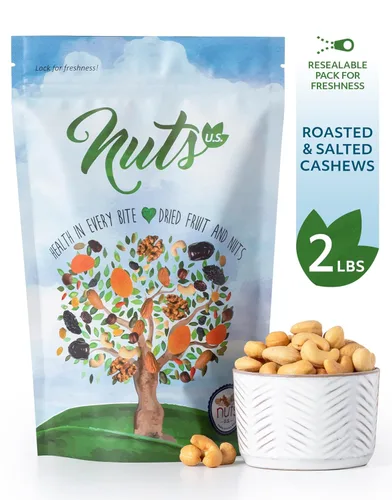 Vista 2 de NUTS U.S. - Anacardos, asados, salados, sin cáscara, natural (2 libras)