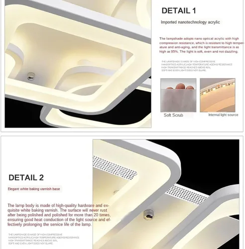 Vista 4 de Lámpara LED de techo regulable, 5 luces de techo de 23 pulgadas, montaje empotrado, lámpara de 80 W para sala de estar, dormitorio, cocina