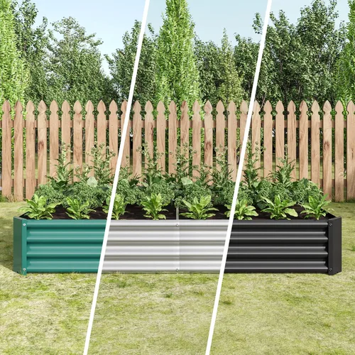 Vista 8 de FOUBAM Cama de jardín elevada galvanizada para verduras, kit elevado de jardín al aire libre, macetas elevadas para flores, hierbas, frutas, maceta