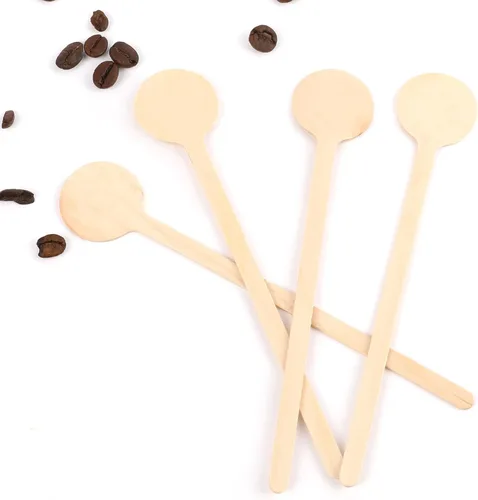 Vista 3 de Mozeat Lens Agitadores desechables de madera para bebidas de leche de 6 pulgadas, palitos agitadores de café con extremos redondos, palitos