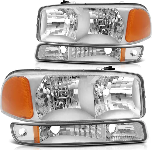 Vista 52 de Conjunto de faros delanteros para Chevy Avalanche 1500 2003-2006 para Avalanche 2500 03-06 para 1500 Classic 2007 carcasa negra reflector ámbar