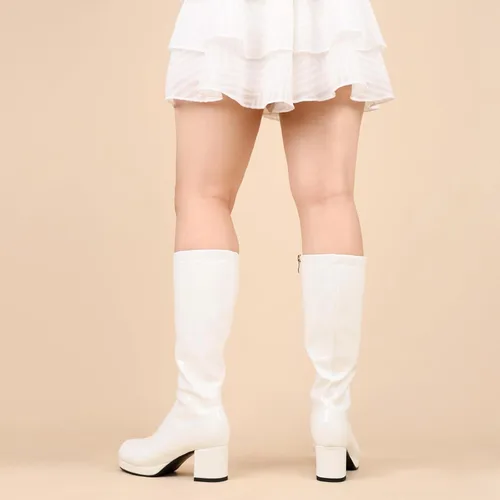 Vista 6 de Botas altas hasta la rodilla de moda para mujer, tacón grueso, botas de cosplay con cremallera