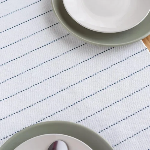 Vista 6 de Folkulture Camino de mesa con borlas de 72 pulgadas de largo para mesa de comedor o decoración estilo granja, camino de mesa rústico para tocador