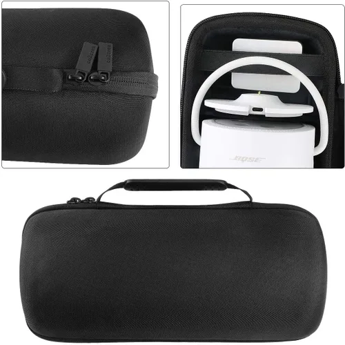 Vista 4 de co2CREA Funda de viaje rígida de repuesto para altavoz Bluetooth inalámbrico portátil Bose, hogar y hogar (estuche negro triple)