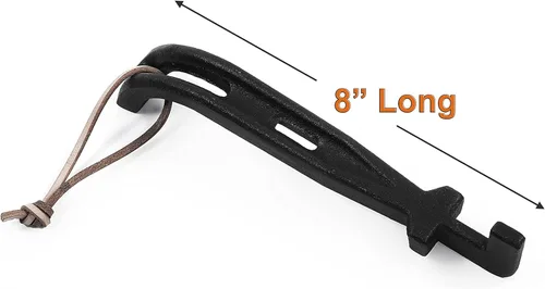 Vista 4 de DELSbbq Paquete de 2 elevadores de parrilla de parrilla, elevador de rejilla de cocción de hierro fundido, herramienta universal para la mayoría