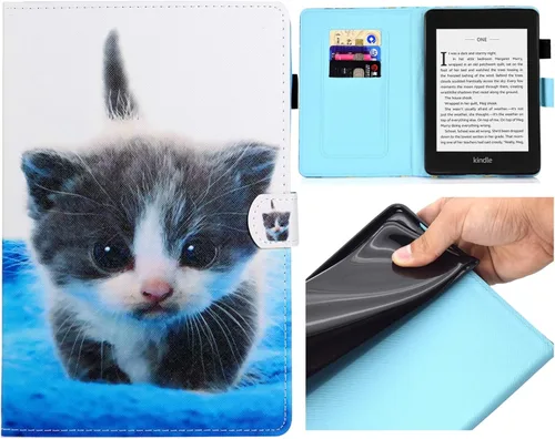 Vista 12 de Funda para Kindle Paperwhite, ranuras para tarjetas ligeras y delgadas con funda de encendido y apagado automático para Yaxa Kindle Paperwhite