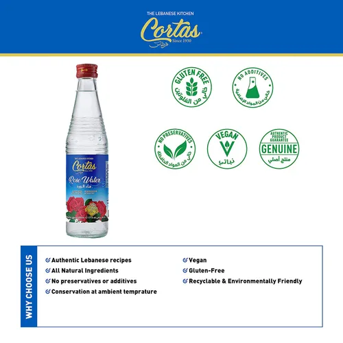 Vista 3 de Cortas - Agua de flores de rosas, 17 onzas líquidas (16.9 fl oz), grande