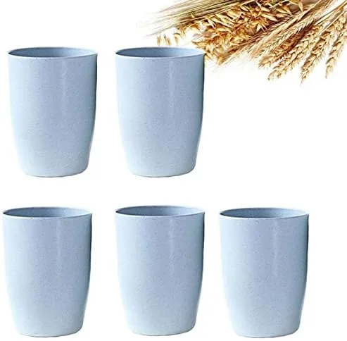 Vista 9 de Paquete de 5 vasos de paja de trigo irrompible reutilizable para beber saludable (12 onzas), color beige