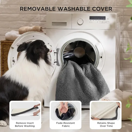 Vista 5 de Bedsure Camas para Perros de Tamaño Grande – Cómodas Camas Planas para Mascotas con Funda Extraíble Lavable, Colchoneta de Espuma Ortopédica tipo