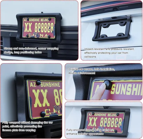 Vista 5 de Protector de Parachoques para Placa de Matrícula, EVA de 2.3" de Grosor Soporte para Placa de Matrícula Protector de Marco de Etiqueta de Carro
