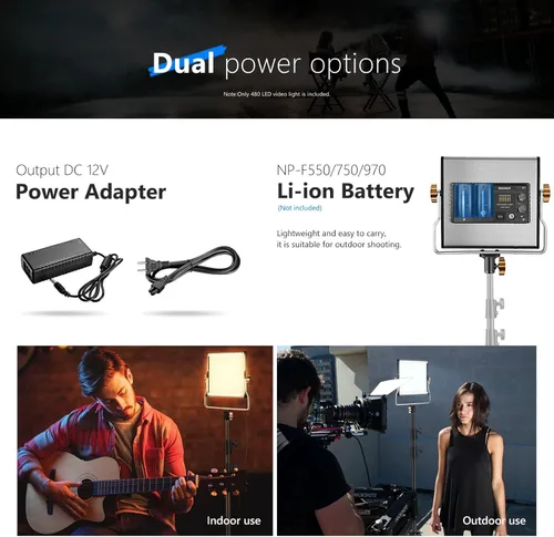 Vista 5 de Neewer Luz de video profesional regulable bicolor con soporte en U para estudio, kit de iluminación para video al aire libre de YouTube