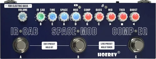 Vista 10 de HOEREV Pedal de guitarra multiefectos, retardo, fase de reverberación, distorsión, sobremarcha, multiefectos, para guitarra acústica, batería