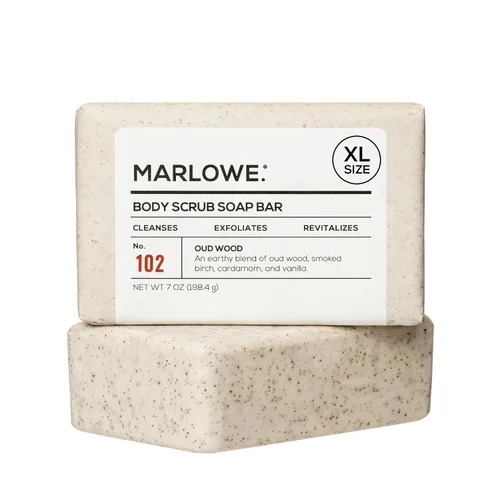 Vista 11 de MARLOWE. Jabón exfoliante corporal No. 102 de 7 onzas (12 barras), madera Oud, barra de jabón exfoliante con manteca de karité, aceite de oliva