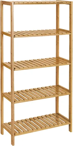 Vista 17 de SONGMICS Estantería de almacenamiento de bambú, estantería de 5 niveles, multifuncional, en la entrada, baño, sala de estar, balcón, cocina, 10.2 x